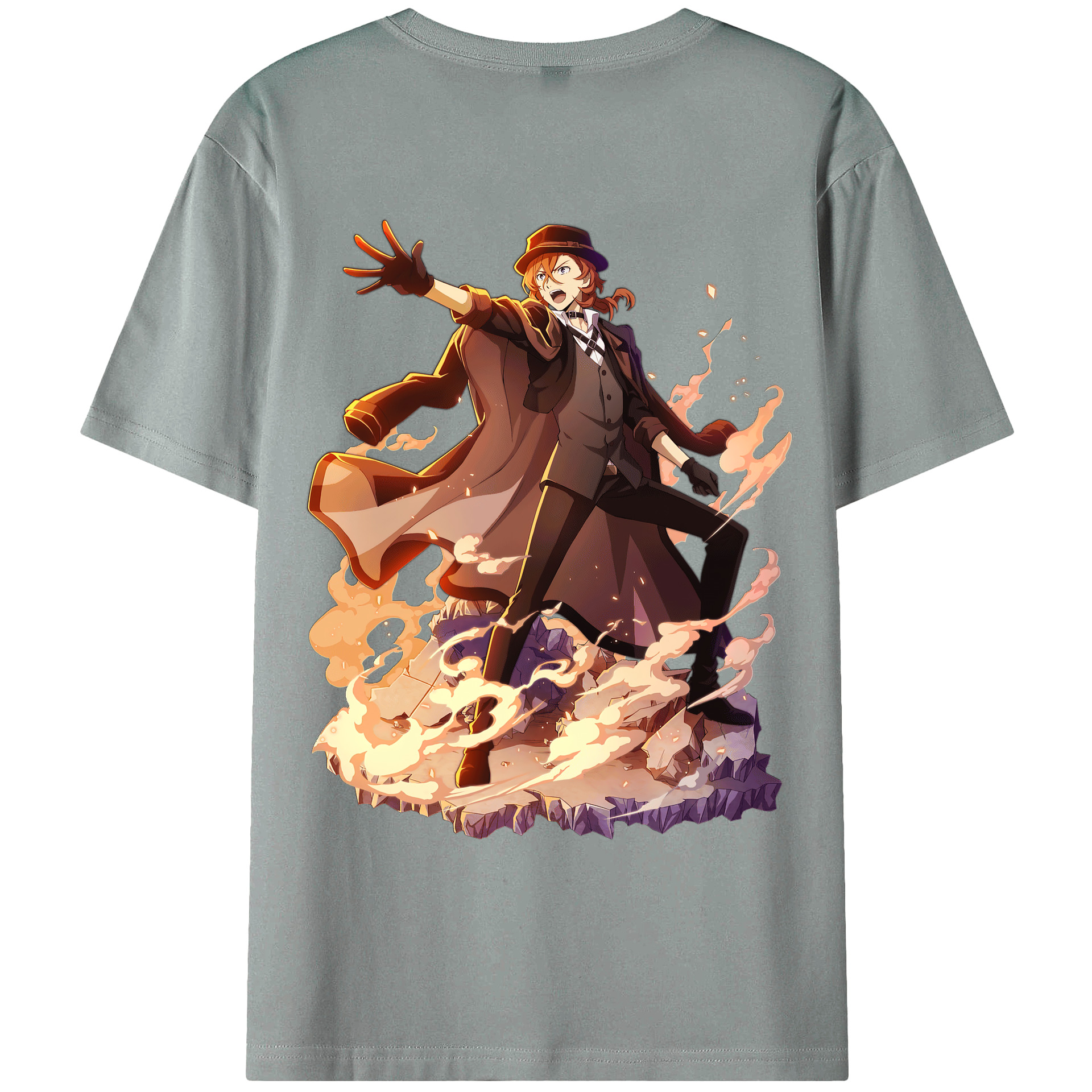 （画像用） 文豪ストレイドッグス Bungo Stray Dogs 綿100％ メンズ半袖Tシャツ（バックプリント） 通気性